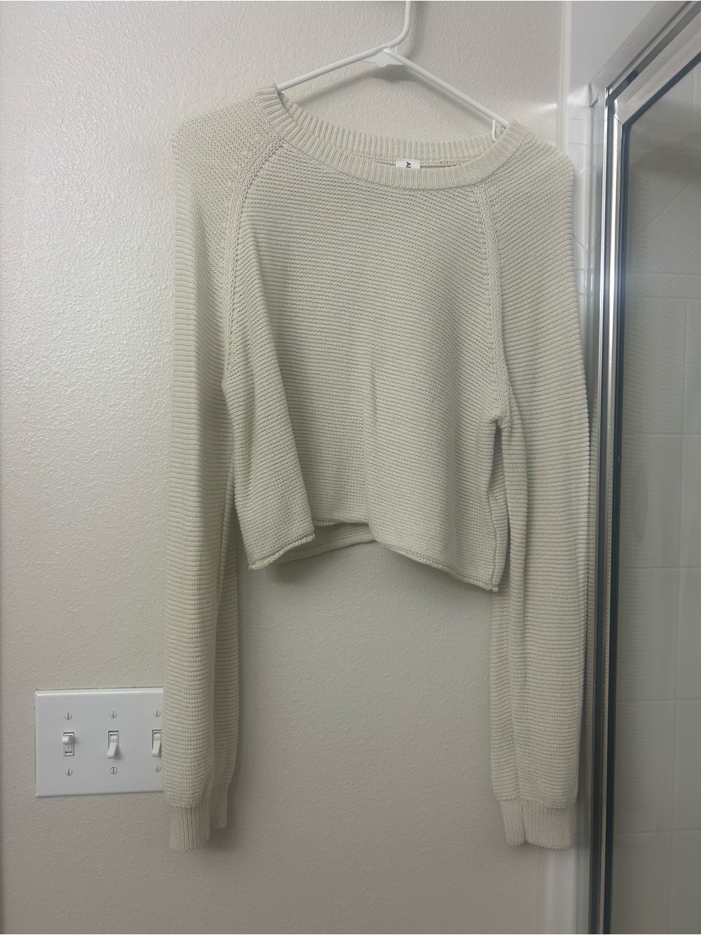 Abound Cream Cropped Crewneck Sweater